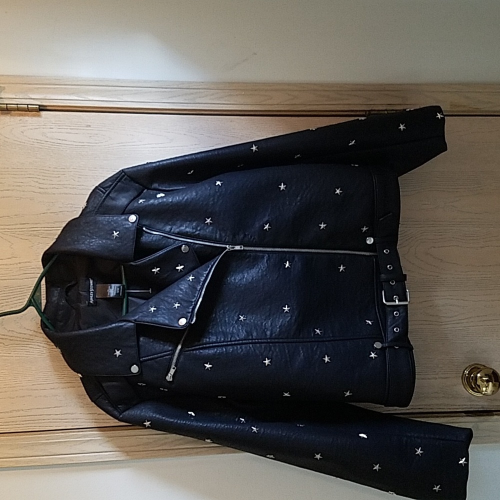 Ashley Stewart black star studded jacket sz 14/16 (faux leather) NEVER WORN